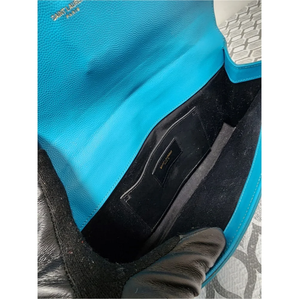 YVES SAINT LAURENT Caviar Leather Cassandre Clutch Bag turquoise - Picture 15 of 15